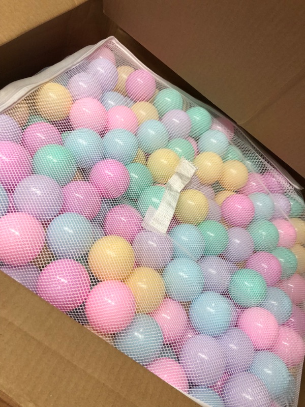 Photo 2 of Amazon Basics BPA Free Crush-Proof Plastic Ball Pit Balls with Storage Bag, Toddlers Kids 12+ Months, 6 Pastel Colors - Pack of 1000 6 Pastel Colors 1,000 Balls