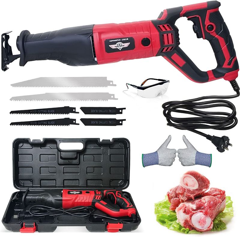 Photo 1 of 3800W Reciprocating Saw,3000 SPM Bone Saw Cutting Machine for Wood Metal Plastic Cutting,220V Electric Hand Saw Meat Cutter Kit with 6 Saw Blades,Gloves...
