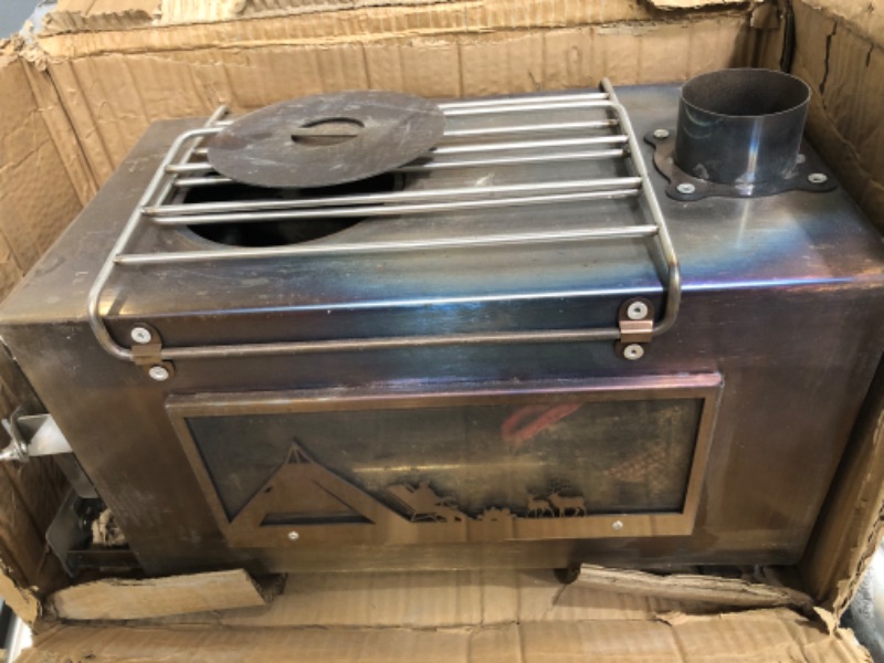 Photo 3 of 
Laaioo hot Tent Stove Wood Burning Stove, Wood Stove with Large Firebox and Side Windows, Stainless Steel Thermal Tent Stove Burning Wood for Cooking and
