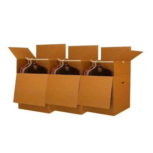 Photo 1 of UBoxes Shorty Wardrobe Boxes 20 X 20 X 34 in Boxes W/ Hanging Bars 3 Pack
