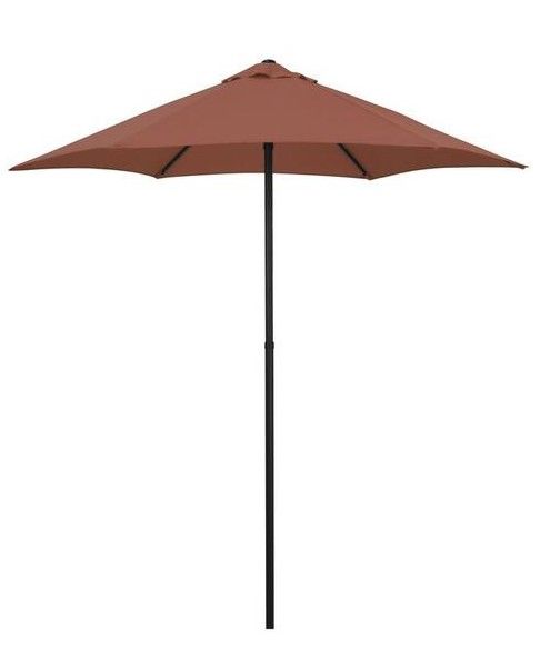 Photo 1 of 7.5 ft. Steel Market Patio Umbrella Push-Button Open and Tilt in Brick Polyester
