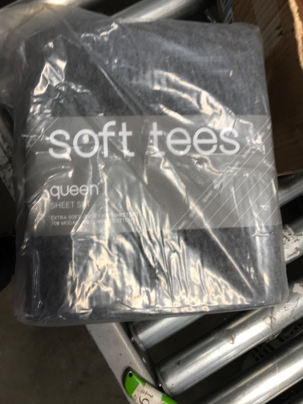 Photo 1 of  Soft Tees Luxy Cotton Modal Jersey Knit Sheet Set, Dark Grey, Queen Queen Dark Grey