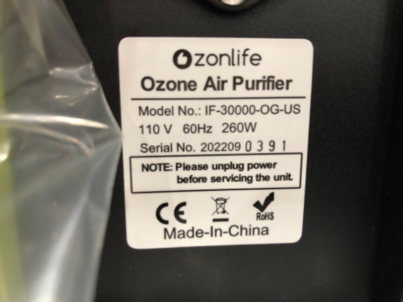 Photo 5 of Ozonlife Ozone Generator 30,000 Mg/H Powerful Ozone Machine Odor Removal 10,000 Sqft Air Purifier For Industrial, Home, Car
