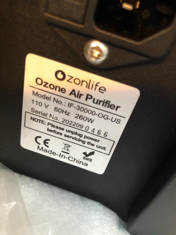 Photo 5 of Ozonlife Ozone Generator 30,000 Mg/H Powerful Ozone Machine Odor Removal 10,000 Sqft Air Purifier For Industrial, Home, Car
