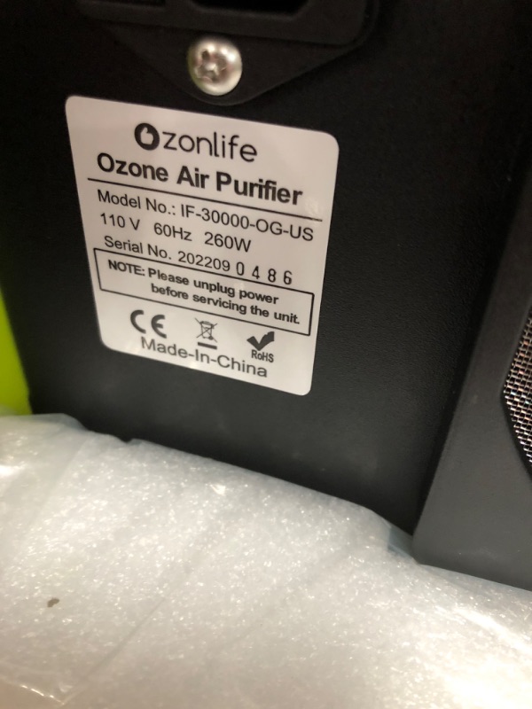 Photo 5 of Ozonlife Ozone Generator 30,000 Mg/H Powerful Ozone Machine Odor Removal 10,000 Sqft Air Purifier For Industrial, Home, Car
