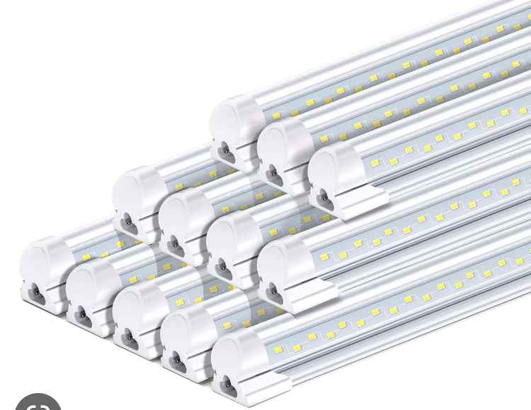 Photo 1 of Monios-L 8FT LED Shop Light (12-Pack), 85W Linkable Utility Ceiling Lights,12000lm Super Bright, 5000k Daylight White,Plug and Play, T8 V-Shape Tube Light for Garage, Workshop, Warehouse, Basement