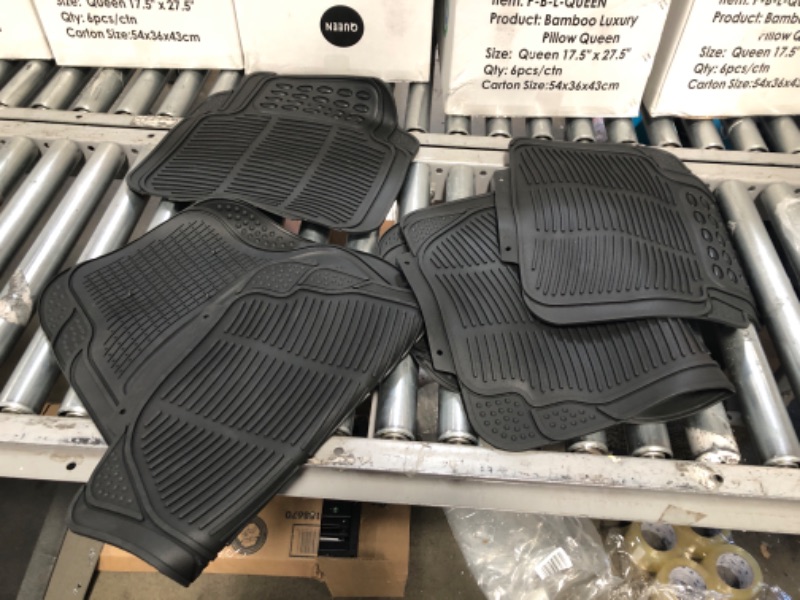 Photo 1 of BDK All Weather Rubber Floor Mats for Car SUV & Truck - 4 Pieces Set (Front & Rear), Trimmable, Heavy Duty Protection Black
