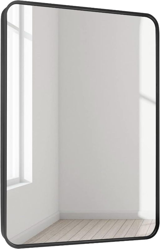 Photo 1 of **NEW** 24 x36 Inch Brush Black Bathroom Mirror, Modern Black Mirror with Rounded Corners, Black 