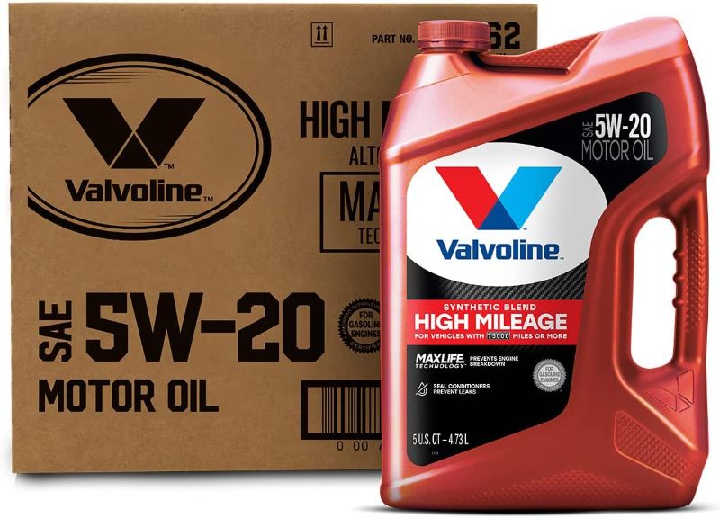 Photo 1 of Valvoline High Mileage with MaxLife Technology SAE 5W-20 Synthetic Blend Motor Oil 5 QT, Case of 3
