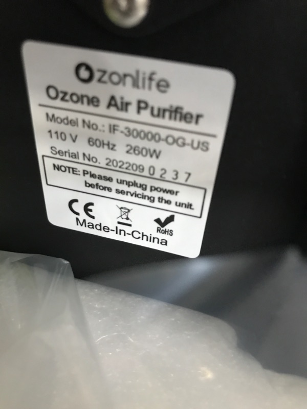 Photo 3 of Ozonlife Ozone Generator 30,000 Mg/H Powerful Ozone Machine Odor Removal 10,000 Sqft Air Purifier For Industrial, Home, Car
