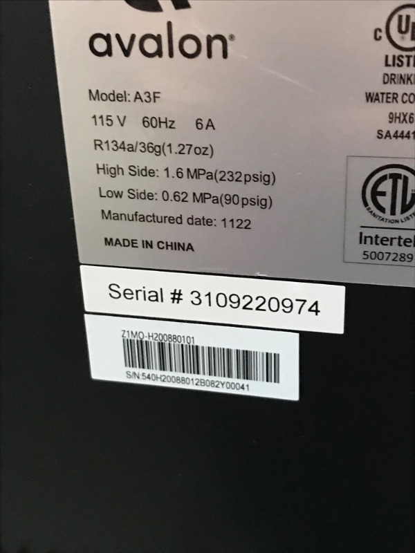 Photo 2 of Avalon Bottom Loading Water Cooler Dispenser with BioGuard- 3 Temperature Settings- UL/Energy Star Approved- Filtered & New Wave Enviro Products BPA Free Tritan™ Bottle, 5-Gallon