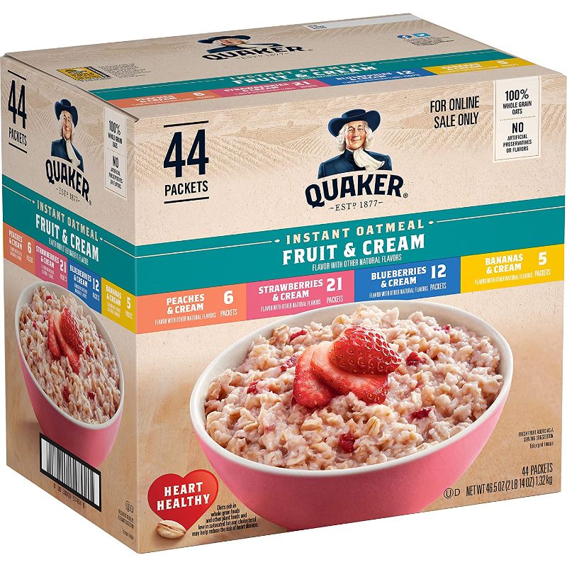 Photo 1 of 02/07/2023   Quaker Instant Oatmeal Fruit & Cream Variety Pack,44 Count (Pack of 1)