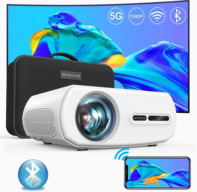 Photo 1 of Projector with 5G WiFi and Bluetooth: 460 ANSI Outdoor Projector-4K Support 15000L Native 1080P ONOAYO,±50°4D Keystone&Zoom Sealed Home Movie Portable Mini Projector for Phone, PC[Carry Bag Included]
