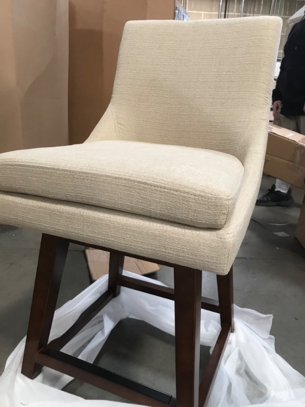 Photo 3 of *USED/ONE LEG WOBBLES***  Amazon Brand – Stone & Beam Alaina Contemporary High-Back Swivel Seat Counter Stool, 39"H, Hemp Counter Height Hemp