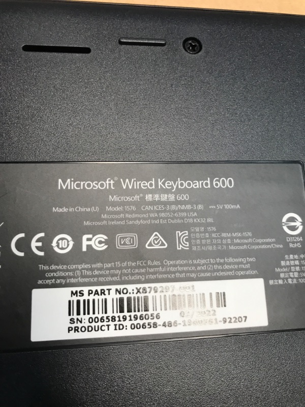 Photo 2 of Microsoft Wired Keyboard 600 (Black). Wired Keyboard for Gaming Experience. USB Connectivity. Spill Resistant Design.