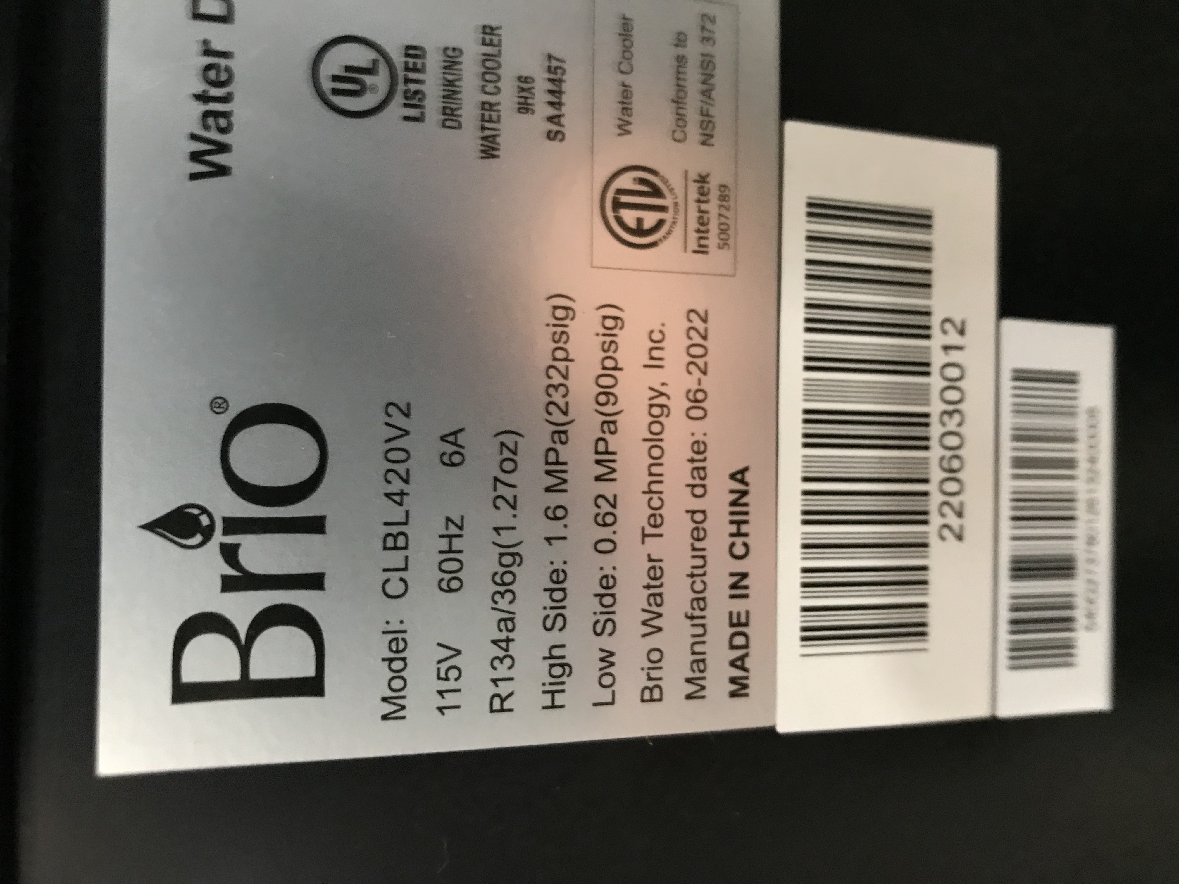 Photo 6 of PARTS ONLY !Brio Hot Cold and Room Temp Water Dispenser Cooler Bottom Load, Tri-Temp, Black and Brush Stainless Steel, Essential Series