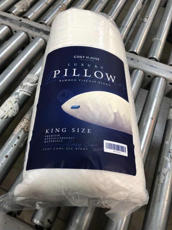Photo 2 of (PACK OF 4) Cosy House Collection Luxury Bamboo Shredded Memory Foam Pillow - Adjustable & Removable Fill - Ultra Soft, Cool & Breathable Cover with Zipper Closure for Side, Back, and Stomach Sleepers (King)