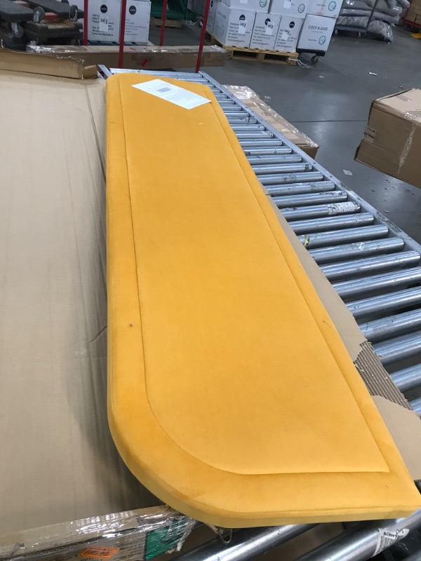 Photo 3 of Edenbrook Miller Low Profile, Performance Velvet Headboard for Queen Size Bed-Yellow Upholstered Queen Headboard King Yellow