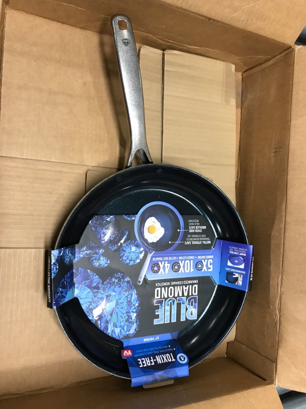 Photo 1 of *USED* Blue Diamond Cookware Diamond Infused Ceramic Nonstick 12" Frying Pan Skillet Blue