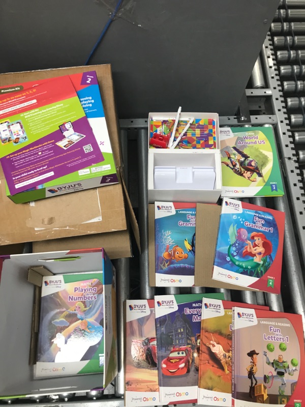 Photo 2 of BYJU’S Learning Kits: Disney, 2nd Grade Premium Edition (App + 8 Workbooks) Ages 6-8, Featuring Disney & Pixar Characters - Learn Grammar, Multiplication/Division & Writing - Osmo Fire base included Fire Tablet 2nd Grade