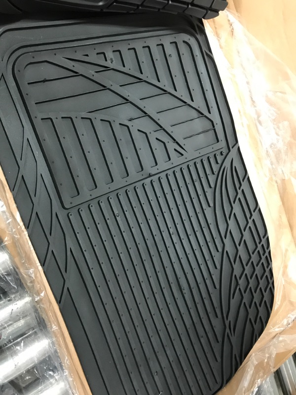 Photo 4 of Motor Trend FlexTough Advanced Black Rubber Car Floor Mats – 3 Piece Trim to Fit Floor Mats for Cars Truck SUV, All Weather Automotive Liners with Traction Grips and Multiple Trim Lines Black 3-Piece