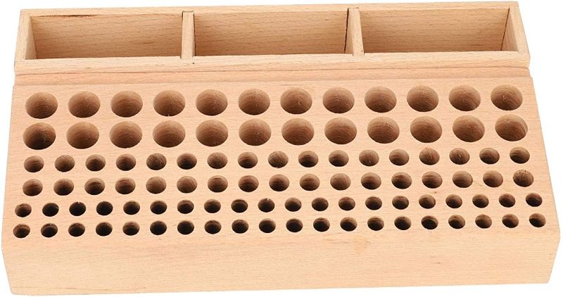 Photo 1 of 100 Holes Wooden Storage Rack Leather Craft Punching Tool Holder Stand Organizer for Paint Brush Punching Tools Storage(100 Holes)