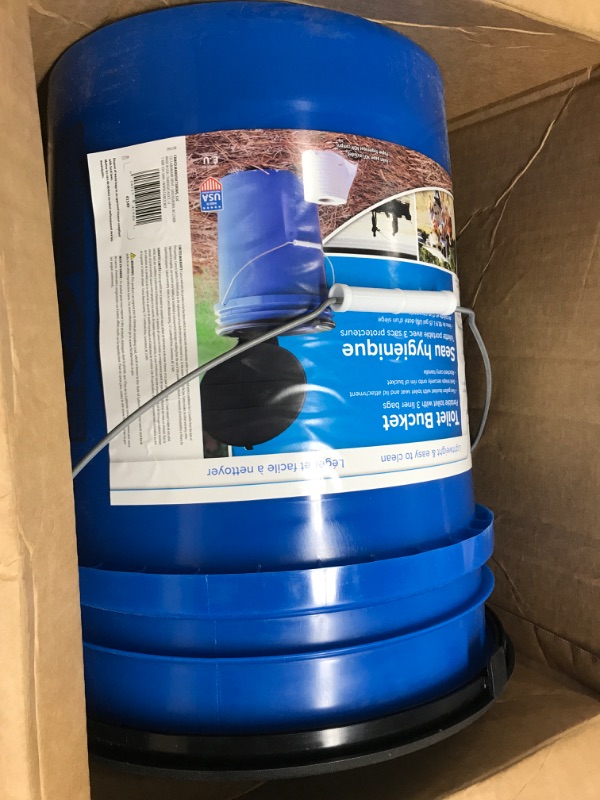 Photo 2 of Camco Portable Toilet with Seat and Cover, 5 Gallons, Blue (41549)