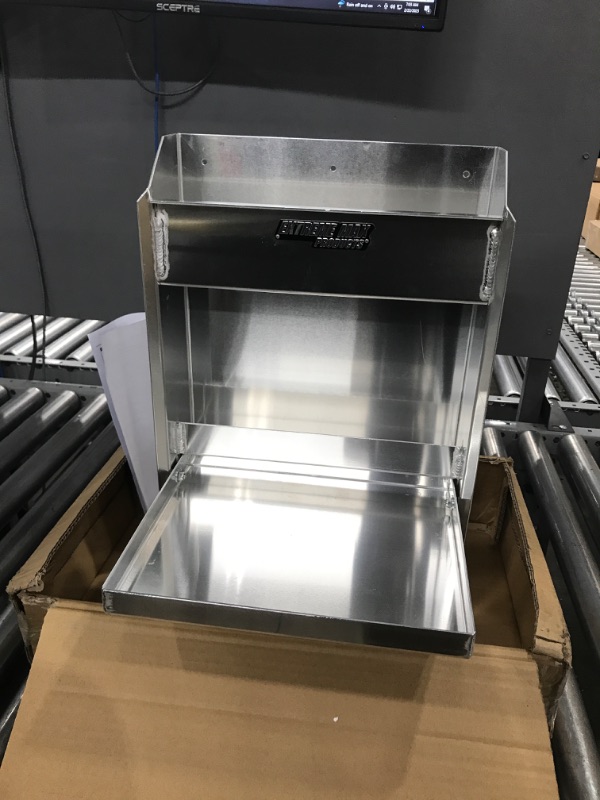 Photo 1 of Extreme Max 5001.6053 Junior Aluminum Work Station Storage Cabinet Flip-Out Work Tray with Paper Towel Rack Organizer for Enclosed Race Trailer Shop Garage Storage Silver