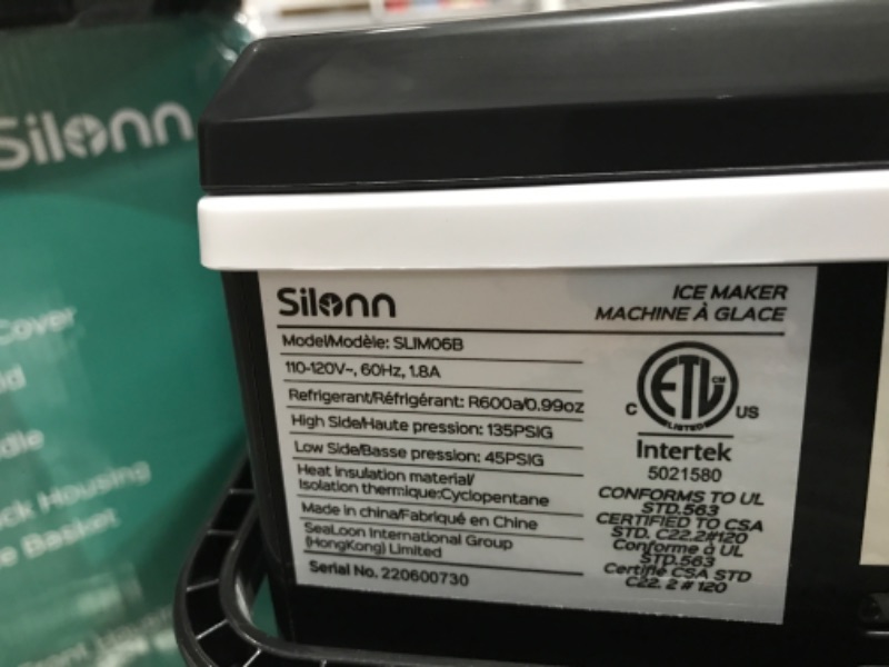 Photo 4 of **TURNS ON**Silonn Self-Cleaning Ice Maker with Ice Scoop and Basket Black Ice Maker, Makes up to 27 lbs. of Ice Per Day, 9 Cubes in 7 Mins