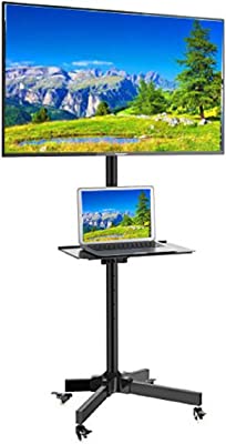 Photo 1 of EZM Mobile TV Cart Rolling Stand for LCD LED Plasma Flat Panel with Shelf Fits 23" to 55" (002-0038)
