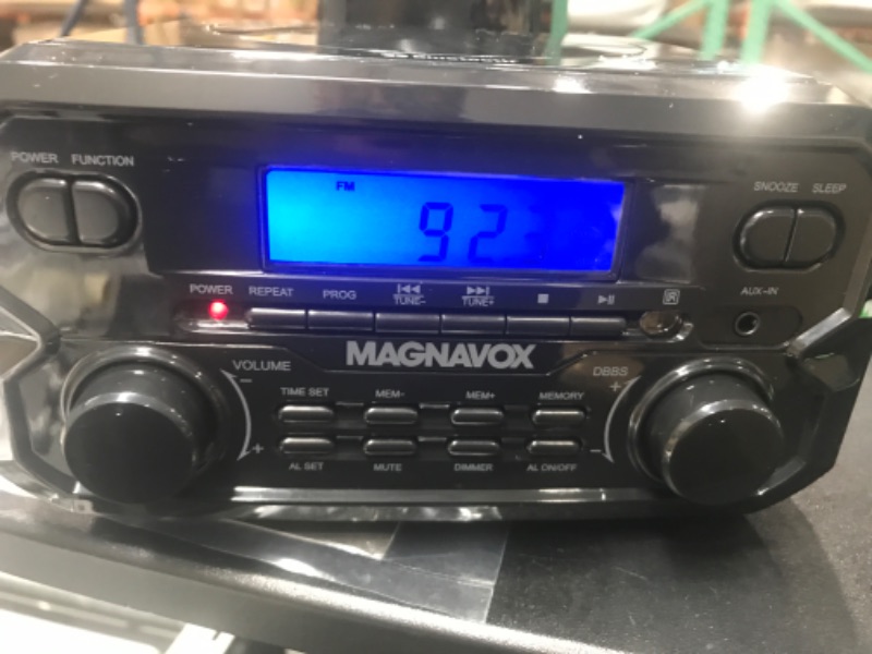 Photo 4 of *** POWERS ON ***  *** Magnavox MM435M-BK 3-Piece Compact CD Shelf System with Digital FM Stereo Radio, Bluetooth Wireless Technology, and Remote Control in Black | LCD Display | AUX Port Compatible | 2022 Version |