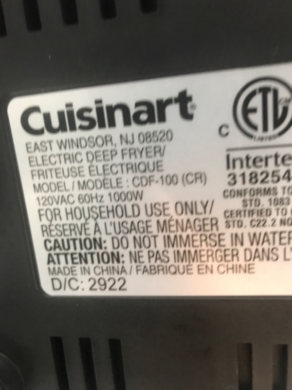 Photo 6 of *** POWERS ON *** Cuisinart Deep Fryer, 1.1 Quart 1.1-Quart