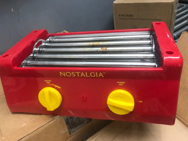 Photo 4 of *** POWERS ON *** Nostalgia Countertop Hot Dog Roller and Warmer, 8 Regular Sized Hot Dogs, 4 Foot Long Hot Dogs and 6 Bun Capacity, Stainless Steel Rollers, Perfect For Breakfast Sausages, Brats, Taquitos, Egg Rolls 2nd Generation Hot Dogs Rollers