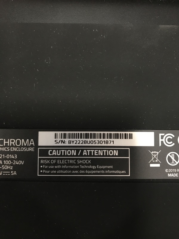 Photo 4 of Razer Core X Chroma Aluminum External GPU Enclosure (eGPU): Compatible with Windows & MacOS Thunderbolt 3 Laptops, NVIDIA /AMD PCIe Support, 700W PSU, 4x USB 3.1, 1x Gbit Ethernet, Chroma RGB, Black Classic Black Core X Chroma eGPU