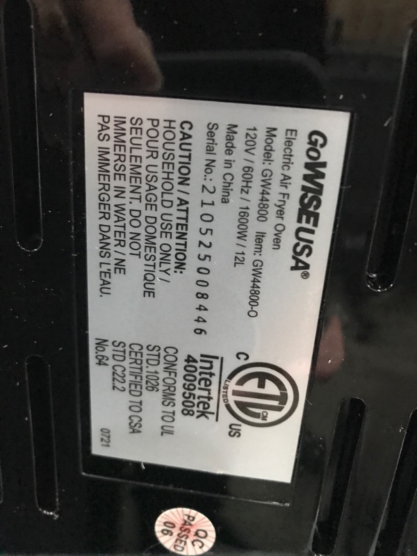 Photo 6 of ***TESTED/TURNS ON**** GoWISE GW44800-O Deluxe 12.7-Quarts 15-in-1 Electric Hot Air Fryer Oven with Rotisserie and Dehydrator, 3 Rack Levels, Accessories, and 50 Recipes