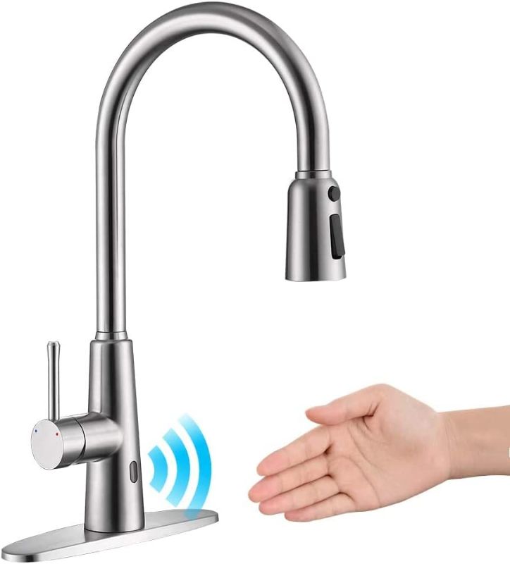 Photo 1 of *Factory Packaging* OWOFAN Touchless Kitchen Sink Faucet Pull Down Sprayer Smart Motion Sensor Activated Hands Free Single Handle Kitchen Faucet Brushed Nickel
