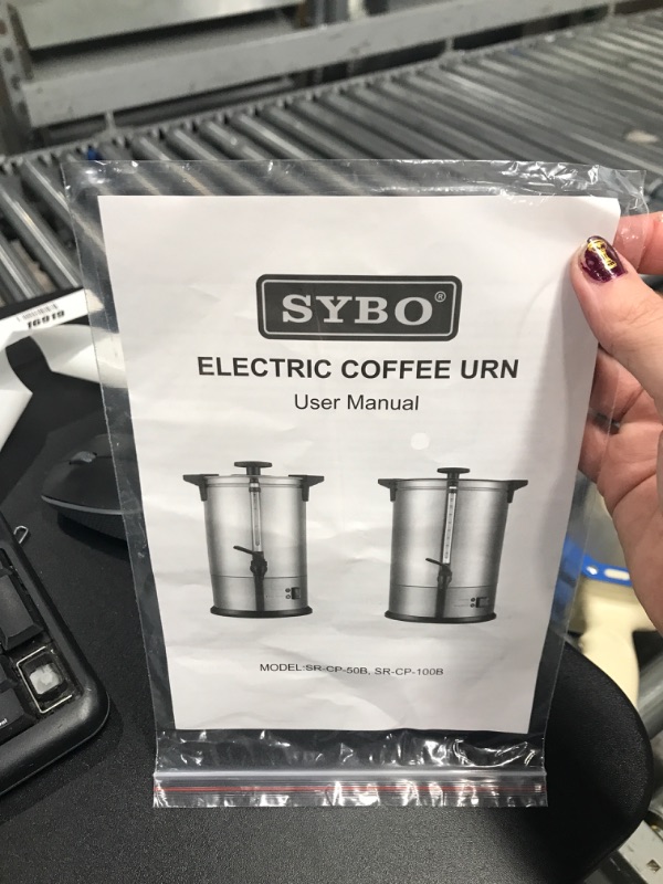 Photo 2 of ***TESTED WORKING*** SYBO 2022 UPGRADE SR-CP-50C Commercial Grade Stainless Steel Percolate Coffee Maker Hot Water Urn for Catering, 50-Cup 8 L, Metallic