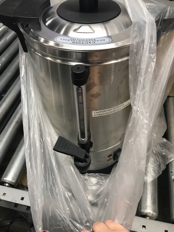 Photo 6 of ***TESTED WORKING*** SYBO 2022 UPGRADE SR-CP-50C Commercial Grade Stainless Steel Percolate Coffee Maker Hot Water Urn for Catering, 50-Cup 8 L, Metallic
