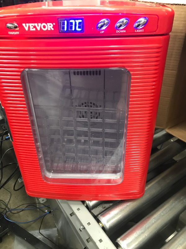 Photo 4 of ***TESTED WORKING, COSMETIC DAMAGE*** Happybuy Red Reptile Incubator 25L Scientific Lab Incubator Digital Incubator Cooling and Heating 5-60°C Reptile Egg Incubator 12V/110V Work for Small Reptiles