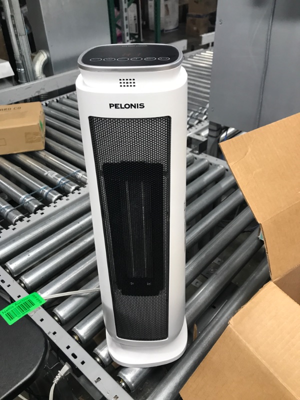 Photo 2 of ***TESTED WORKING*** PELONIS PHTPU1501 Ceramic Tower 1500W Indoor Space Heater with Oscillation, Remote Control, Programmable Thermostat & 8H Timer, ECO Mode, Tip-Over Switch & Overheating Protection, White PTC Heater White ***NO REMOTE*** 