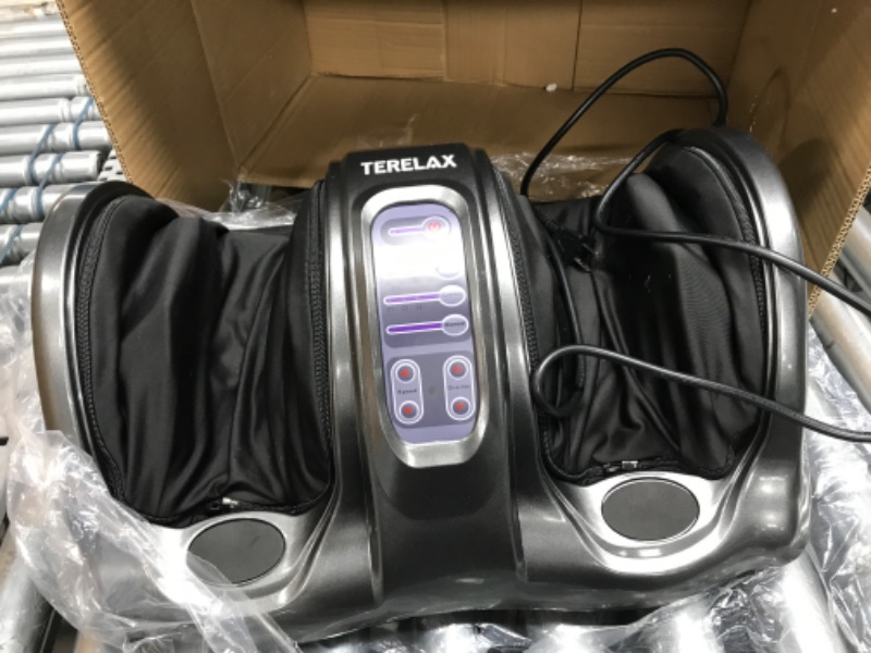 Photo 3 of **TESTED/ TURNS ON** TERELAX Foot Massager Machine Shiatsu Foot and Calf Massager Plantar Nerve Pain Electric Deep Kneading Rolling Massage for Foot Leg Calf Arm Ankle with Remote Gray
