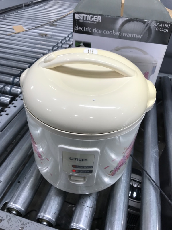 Photo 1 of **USED/SEE NOTES**Tiger JAZ-A18U-FH 10-Cup (Uncooked) Rice Cooker and Warmer with Steam Basket, Floral White