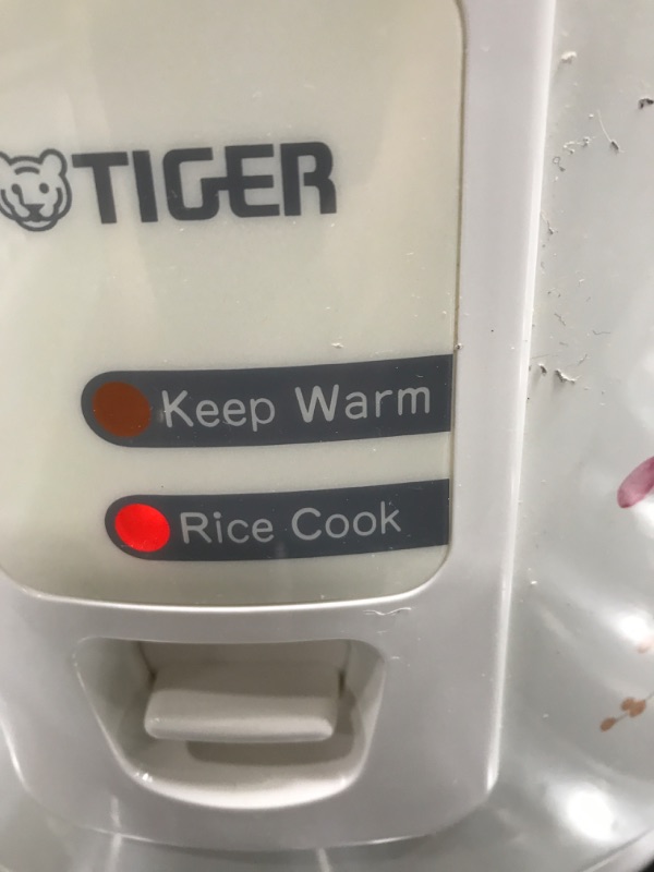 Photo 3 of **TESTED/ TURNS ON** Tiger JAZ-A18U-FH 10-Cup (Uncooked) Rice Cooker and Warmer with Steam Basket, Floral White