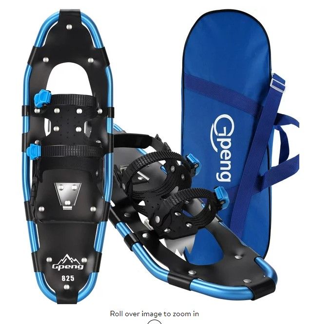 Photo 1 of Gpeng Snowshoes for Men Women Youth Kids, Lightweight Aluminum Alloy All Terrain Snow Shoes with Adjustable Ratchet Bindings with Carrying Tote Bag ,14"/21"/ 25"/27"/ 30" 30"(180-250 lbs) Black 