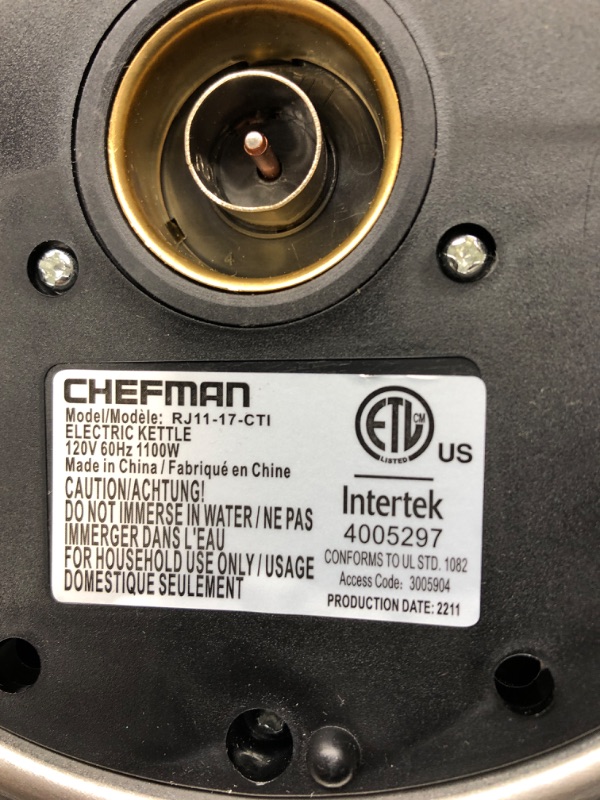 Photo 3 of ***HEATING BASE IS MISSING*** Chefman Electric Kettle w/ Temperature Control, No. 1 Kettle Manufacturer in U.S., Removable Tea Infuser, 5 Presets, LED Indicator Lights, 360° Swivel Base, BPA Free, Stainless Steel, 1.8 Liters Temp. Control Electric Kettle