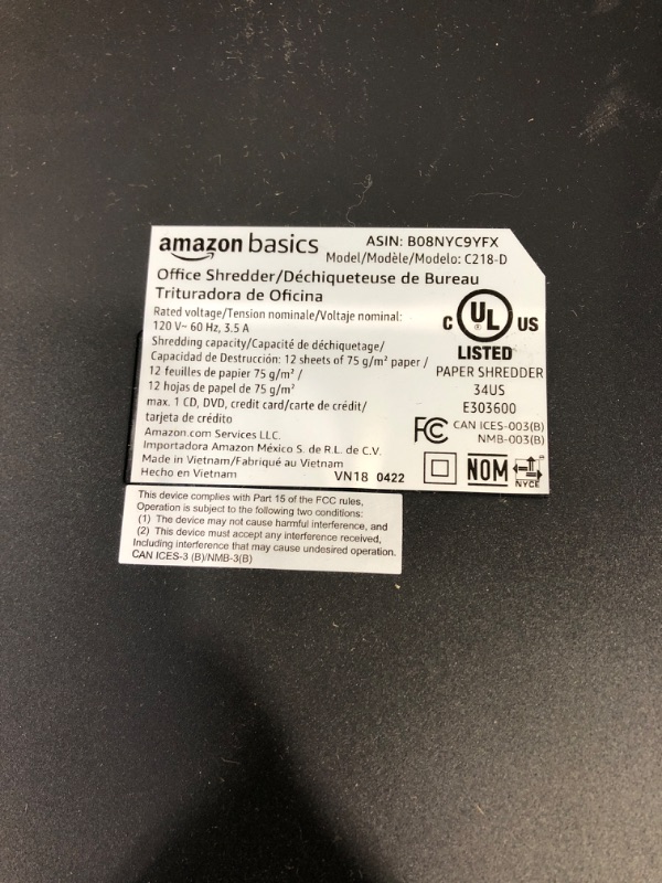 Photo 2 of Used/ non functional  ** Amazon Basics 12 Sheet Micro-Cut Paper,Credit Card and CD Shredder for Office/Home & Paper Shredder Sharpening & Lubricant Sheets - Pack of 24