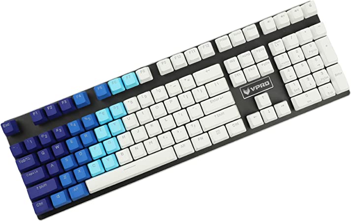 Photo 1 of YMDK Double Shot 108 Dyed PBT Shine Through OEM Profile Keycap Rainbow Carbon Sunset Backlit Keycaps for MX Switches Mechanical Keyboard?Only Keycap? (Blue White Gradient)
