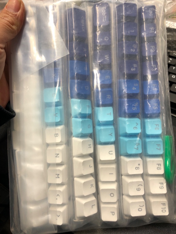 Photo 2 of YMDK Double Shot 108 Dyed PBT Shine Through OEM Profile Keycap Rainbow Carbon Sunset Backlit Keycaps for MX Switches Mechanical Keyboard?Only Keycap? (Blue White Gradient)
