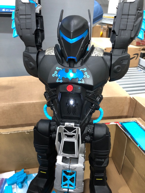 Photo 1 of Used / missing parts **Fisher-Price Imaginext DC Super Friends Batman Toy, 2 Feet Tall Robot Playset with Lights Sounds plus Batman Figure and 10 Pieces, Bat-Tech Batbot