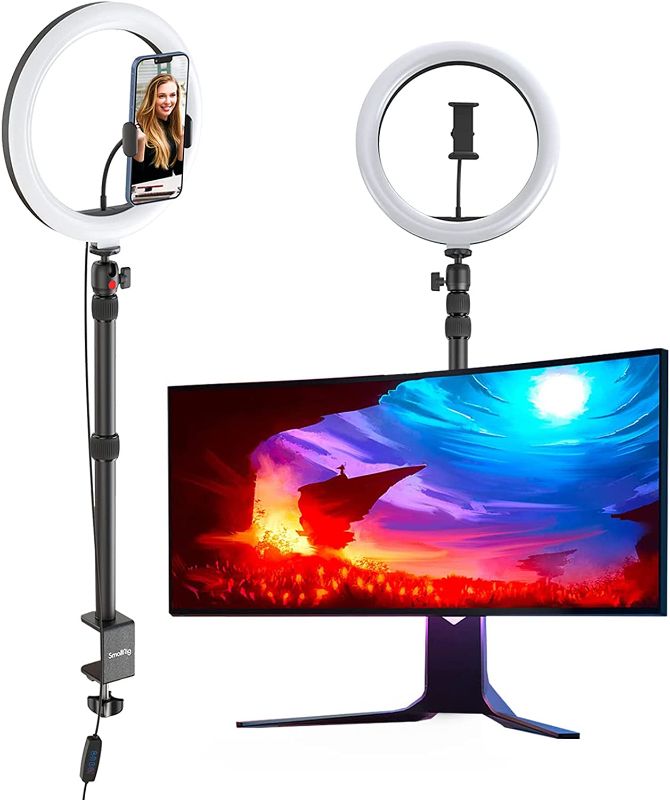 Photo 1 of SmallRig Desktop Ring Light for Computer, Streaming Light with Desk Clamp and Phone Holder, for Vlogging, Live Streaming, Video Recording, Zoom Meetings, Gaming, YouTube, Tiktok 3998